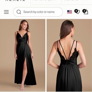 NEW / NEVER USED - Azazie Black Satin (Non - Stretch) Dress